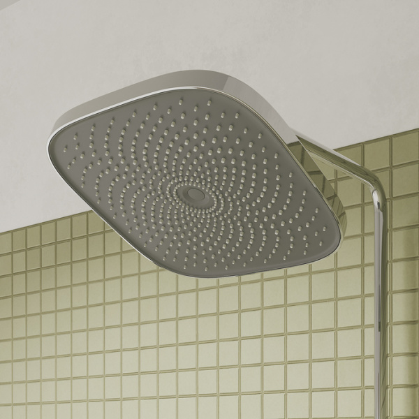 Душевая система IDDIS SpaHome термостатическая, наружного монтажа, высота 1060-1570 мм, цвет хром, комплект: смеситель/каскадный излив/тропический душ (с верхней лейкой) /стойка/лейка/шланг, клавишное управление, наружного монтажа SPHSBTKi06