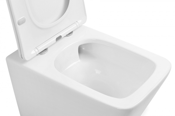 Унитаз подвесной ABBER Rechteck 530х355х360 мм цвет белый, горизонтальный (прямой) выпуск, смыв торнадо, безободковый, система антивсплеск, с сиденьем микролифт, дюропласт AC1201T