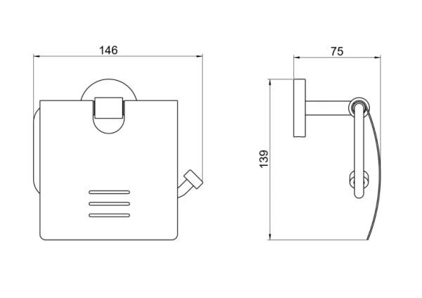 Держатель для туалетной бумаги Aquatek Бетта с крышкой, цвет оружейная сталь, настенный, нержавеющая сталь, форма округлая, для туалета/ванной, бумагодержатель