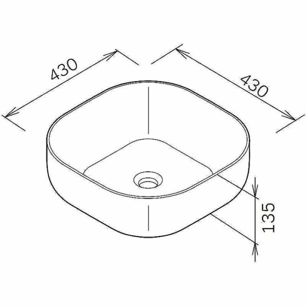 Раковина накладная 43 AM.PM Func 430х430х135 мм фарфоровая, квадратная, цвет черный матовый, без отверстия под смеситель, без слив-перелива