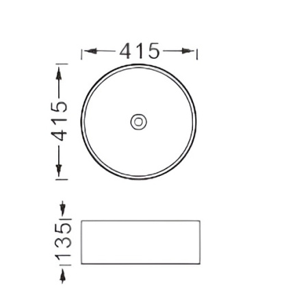 Раковина/умывальник Aquatek Европа, 41,5х41,5 см, накладная, круглая, санфарфор, цвет серый матовый, без отверстия под смеситель, без слив-перелива, умывальник