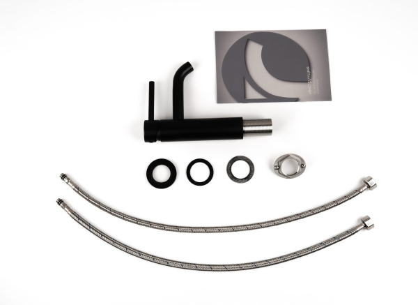 Смеситель для раковины/умывальника Knotlor Eclipse, однорычажный, неповоротный, керамический, длина излива 124 мм, нержавеющая сталь, цвет матовый черный