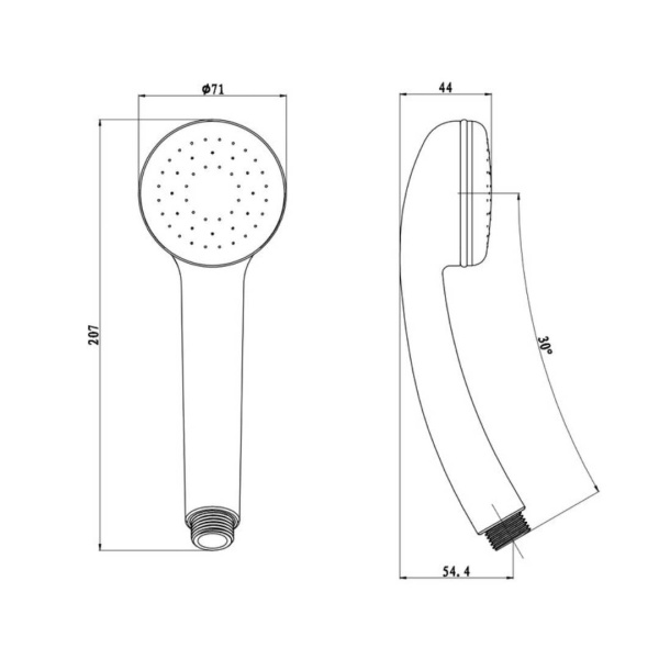 Душевая лейка Olives D191 круглая, 1 режим, хром, ABS пластик, 71х207 мм