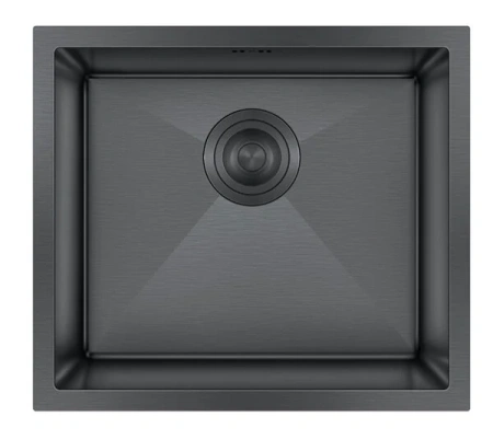 Мойка кухонная Hoffger 5044 врезная, Black (черная) 500х440х220 мм нержавеющая сталь, с PVD покрытием, без крыла, слив-перелив