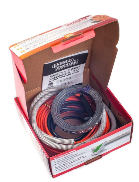 Двужильный кабельный теплый пол Daewoo Enertec DW25W22L 550 Вт длина 22 м электрический, под плитку, линолеум, ламинат, ковролин, керамогранит, паркет