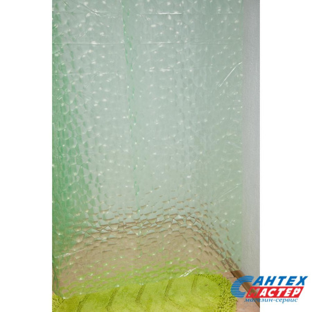 Шторка АкваЛиния для ванной комнаты ПВХ зеленый ромбы 3D-140