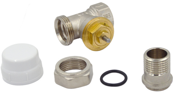 Клапан радиаторный Okseler 1/2"вн.-нр. термостатически, прямой, с полусгоном, для радиатора отопления, латунный, никелированный 