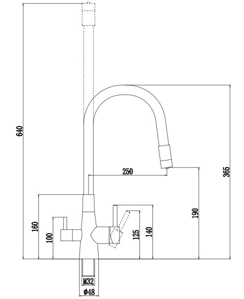 Смеситель для кухни/мойки Esko Coral с каналом для фильтрованной воды, однорычажный, поворотный, керамический картридж, гибкий излив 250 мм, высота излива 190 мм латунь, цвет графит/черный CL03GMB