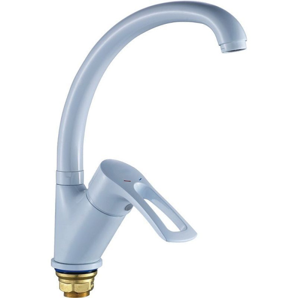 Смеситель для кухни/мойки HAIBA CRON однозахватный, поворотный, длина 238 мм, силумин, цвет белый