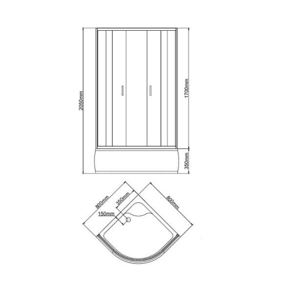 Душевой уголок BandHours Martina NEW 80х80х205 см, с глубоким/высоким поддоном, полукруглый, профиль хром