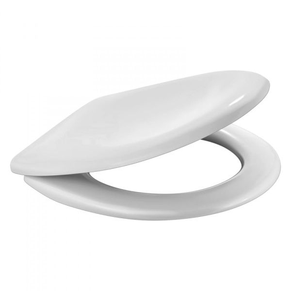 Сиденье для унитаза Cezar A Berges Wasserhaus универсальное (Jika Baltik, Santek Цезарь, Сенатор, Cersanit Prima) дюропласт, крышка белая, без микролифта, крепеж (петли) металл
