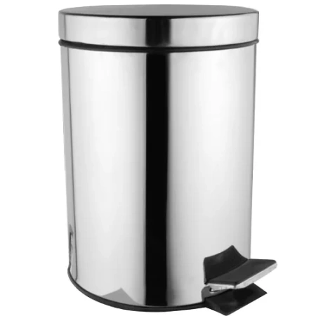 Ведро для мусора Azario, с педалью, с крышкой, 3 л, напольное, нержавеющая сталь/пластик, форма круглая, для туалета/ванной/кухни, цвет хром