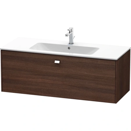 Тумба c раковиной Duravit Brioso, 120х48х50,2 см, подвесная, 1 выдвижной ящик, ДСП, цвет: каштан темный/хром /Vero Air, мебельная, прямоугольная, цвет белый, фарфоровая, без отверстия под смеситель, без перелива