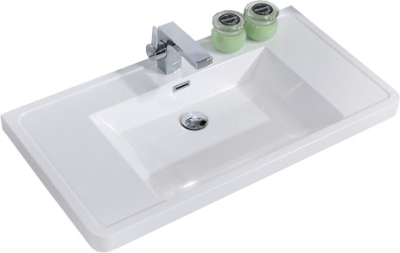 Раковина BelBagno Ancona-N 90, 90х48х14 см, полувстраиваемая, прямоугольная, цвет белый, из искусственного мрамора, с отверстием под смеситель, слив-перелив, умывальник