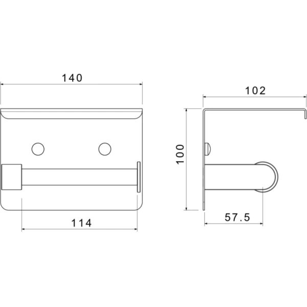 Держатель для туалетной бумаги Aquatek Европа без крышки, с полкой, оружейная сталь, настенный, нержавеющая сталь, форма прямоугольная, для туалета/ванной, бумагодержатель