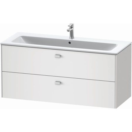 Тумба под раковину Duravit Brioso, 122х47,9х56,1 см, подвесная, 2 выдвижных ящика, ДСП, цвет: белый матовый/хром, шкафчик навесной, механизм доводчика, прямоугольная, правая/левая, в ванную комнату