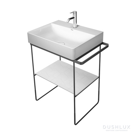 Консоль DURAVIT DuraSquare для раковины 56,5x38x79 см, напольная, цвет матовый черный, металлический каркас под раковину, тумба, прямоугольная, с полкой, с полотенцедержателем