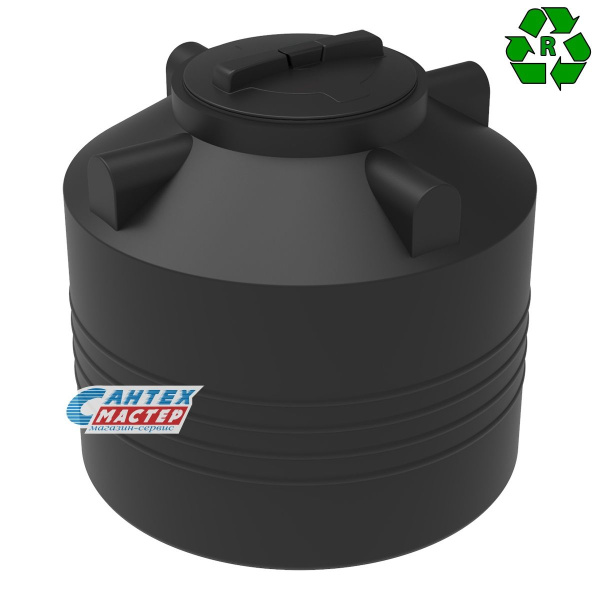 Емкость пластиковая (бак) Экопром R ЭВЛ 200 литров  для воды,с крышкой с дыхательным клапаном (цвет-черный) рециклинговая 107.0200.899.000