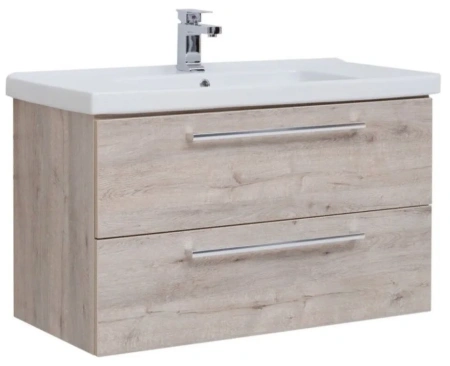 Тумба/база под раковину Dreja GIO 100 см, подвесная, цвет: дуб кантри, 2 выдвижных ящика, ЛДСП/МДФ, шкаф/шкафчик подвесной, (подходит раковина для тумбы Dreja MyJoys Эйфория 100х47,6 (641235)