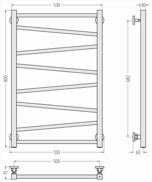 Полотенцесушитель Сунержа Сирокко 800х500 водяной, цвет матовый чёрный