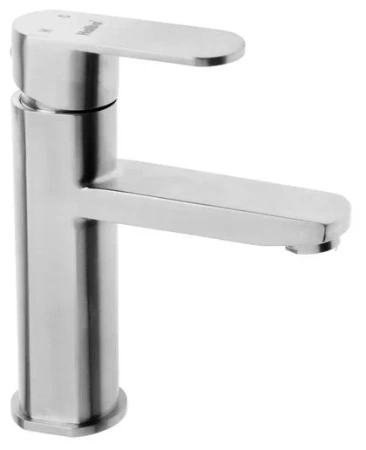 Смеситель для раковины/умывальника Haiba, однорычажный, неповоротный, нержавеющая сталь, длина излива 109 мм, керамический, цвет сталь