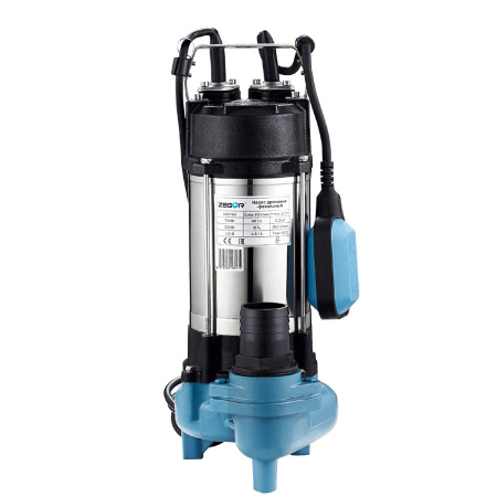 Насос дренажный Zegor WQV750F, 20.5 м³/ч, напор-14 м, 0.75 кВт  погружной с нижним забором, для грязной воды, с поплавком