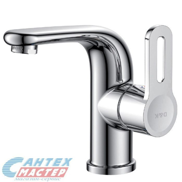 Смеситель для раковины D&K Paulinus Rhein однорычажный, излив короткий, длина 107 мм, керамический, латунь, цвет хром, без донного клапана