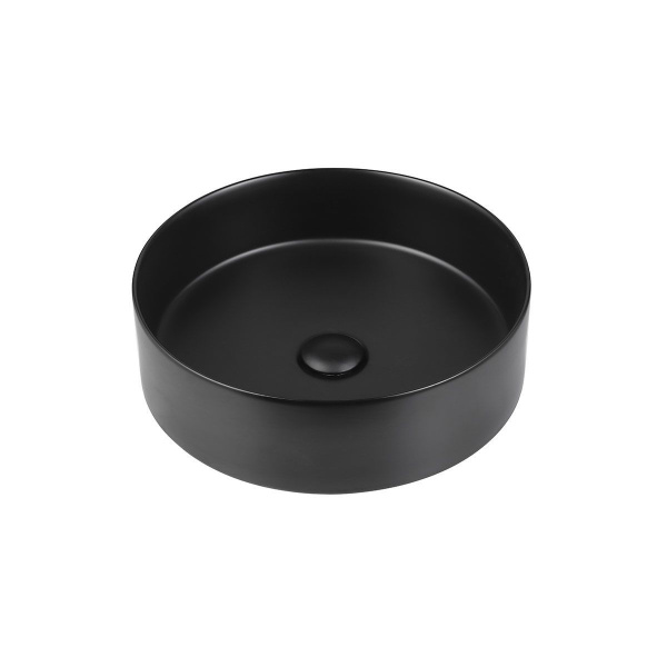 Раковина керамическая Vincea, 40х40х12 см, накладная, чаша, круглая, керамическая/ фарфоровая, цвет черный матовый, без отверстия под смеситель, без перелива