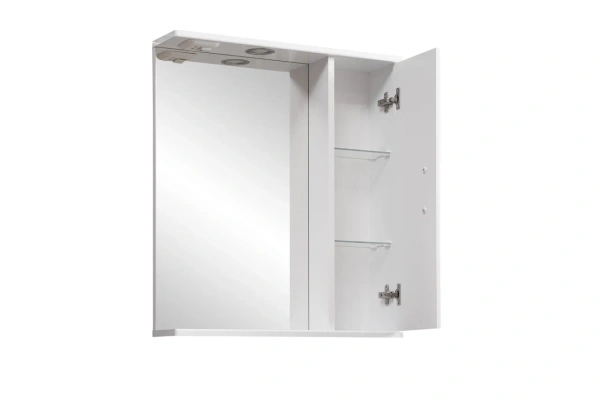 Зеркальный шкаф GRADEONIKA Спарта 600, 60х13,5х69,5 см, с LED/ЛЕД-подсветкой, подвесной, цвет белый, зеркало, 1 распашная дверца, прямоугольный, правый, правосторонний 49757