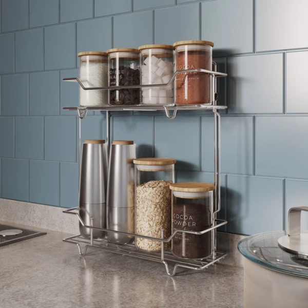 Полка двухъярусная Milardo Grid прямая, 300х363 мм проволока стальная, цвет хром GRICS2CM44