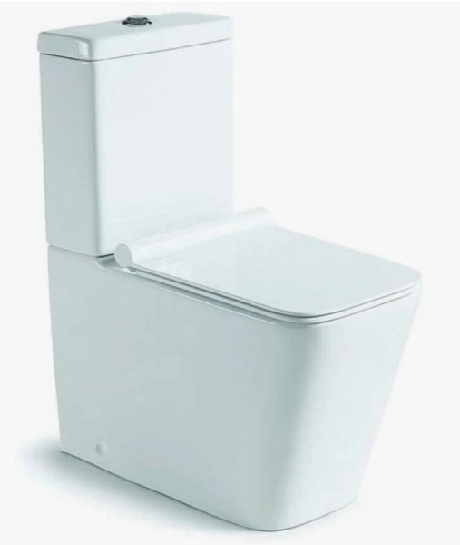 Унитаз-компакт Vincea Q-Line 64х37х80,5 см, безободковый, напольный, цвет белый, фарфор, овальный, горизонтальный (прямой) выпуск, механизм слива Geberit, двухрежимный слив, антивсплеск