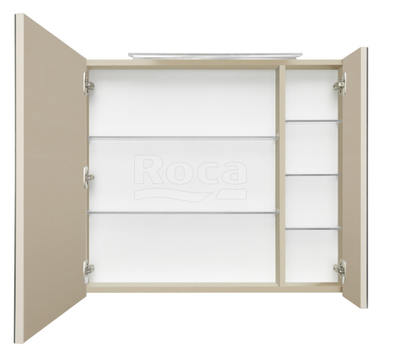 Шкаф зеркальный Roca Oleta 80х70 см, капучино, с подсветкой, 2 распашные дверцы A857647515 