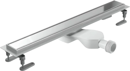 Душевой трап Excellent Stilio 80, решетка декоративная, цвет хром, для душа в полу, с  гидрозатвором, горизонтальный выпуск, нержавеющая сталь, прямоугольный