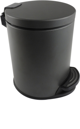 Ведро для мусора Aquatek Вега с педалью, с крышкой, 5 л, напольное, нержавеющая сталь, форма округлая, для туалета/ванной/кухни, цвет матовый черный