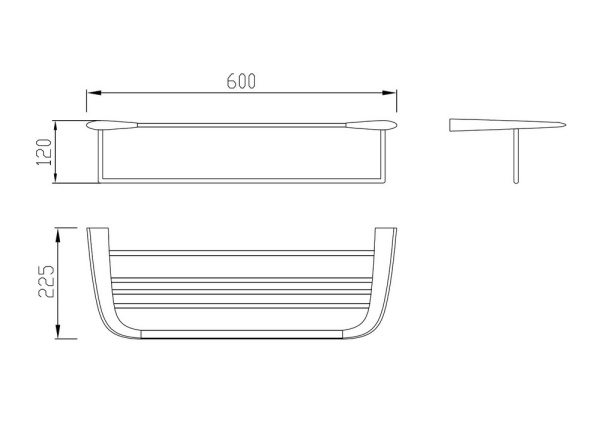 Полка ABBER Nord одинарная, 600 мм настенная, нержавеющая сталь, прямоугольная, для полотенец, в ванную/туалет/душевую кабину, цвет сатин AA1554SP
