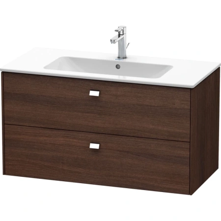 Тумба c раковиной Duravit Brioso, 100х48х61,3 см, подвесная, 2 выдвижных ящика, ДСП, цвет: дуб терра/хром /Vero Air, мебельная, прямоугольная, цвет белый, фарфоровая, 1 отверстие под смеситель, без перелива