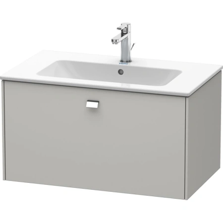 Тумба под раковину Duravit Brioso, 82х47,9х45 см, подвесная, 1 выдвижной ящик, ДСП, цвет: бетонно-серый/хром, шкафчик навесной, механизм доводчика, прямоугольная, правая/левая, в ванную комнату