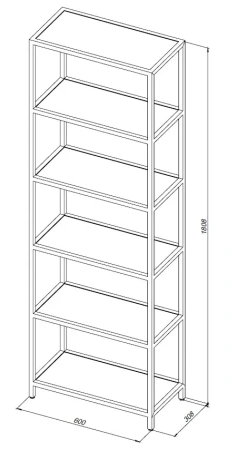 Стеллаж Allen Brau Liberty 600х308х1800 мм напольный, открытые полки, цвет черный браш, в ванную комнату, металл