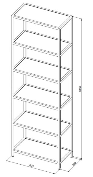 Стеллаж Allen Brau Liberty 600х308х1800 мм напольный, открытые полки, цвет черный браш, в ванную комнату, металл