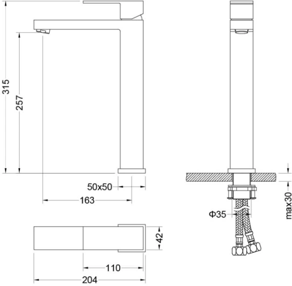 Смеситель для раковины/умывальника Aquatek Либра однорычажный, неповоротный, фиксированный, высокий, излив длина 163 мм высота 257 мм латунь, цвет хром