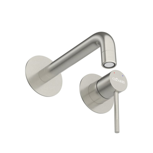 Смеситель для раковины Cezares Relax встраиваемый, однорычажный, длина излива 200 мм, неповоротный, керамический, нержавеющая сталь, цвет сатин, внутренний/скрытый монтаж RELAX-BLI2-1-IN-W0