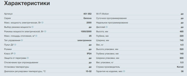 Конвектор электрический Thermex Genova 2000 Wi-Fi