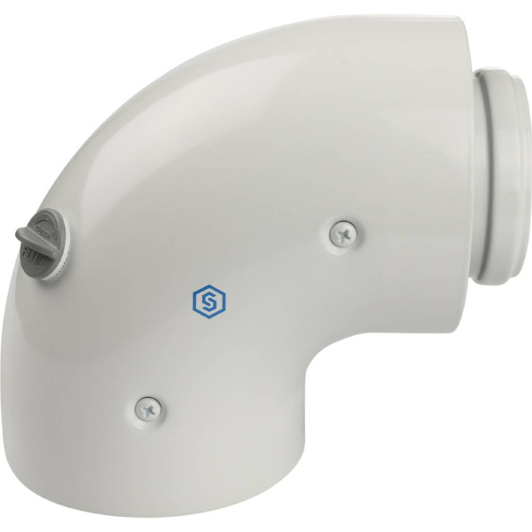 Элемент дымохода STOUT DN60/100 адаптер для котла угловой 90° коаксиальный (совместимый с Baxi,Viessmann) SCA-6010-210190