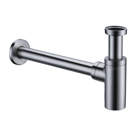 Сифон WasserKRAFT Wern для раковины/умывальника, дизайнерский, бутылочный, гидрозатвор/мокрый затвор, горизонтальный/боковой выпуск (в стену), латунь/нержавеющая сталь, цвет никель