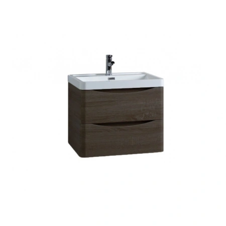 Тумба под раковину BelBagno Ancona-N 60, 60х42х45 см, подвесная, 2 выкатных ящика, ЛДСП, цвет: темный дуб, шкафчик навесной, механизм доводчика, прямоугольная