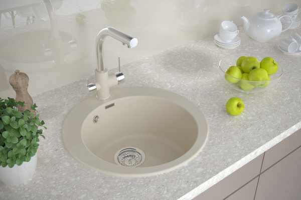 Смеситель для кухни/мойки Paulmark Essen, с подключением к фильтру/биканальный, однорычажный, поворотный излив, керамический картридж, высокий, длина излива 197 мм, латунь, цвет шампань/хром