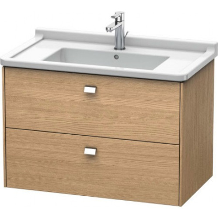 Тумба под раковину Duravit Brioso, 82х46,9х56,3 см, подвесная, 2 выдвижных ящика, ДСП, цвет: дуб европейский/хром, шкафчик навесной, механизм доводчика, прямоугольная, правая/левая, в ванную комнату