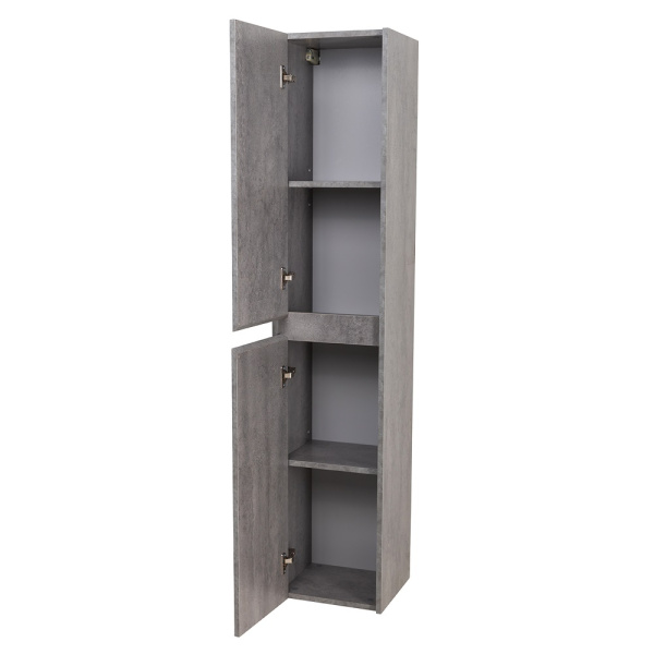 Пенал BelBagno Kraft, 33х30х160 см, подвесной, левый, 2 распашные двери/2 полки внутри, механизм доводчика, цвет цементный серый, в ванную комнату