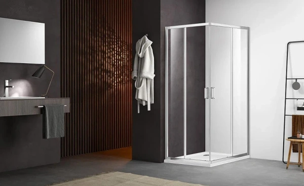Душевой уголок Aquatek квадратный 80х80 см, двери раздвижные, стекло прозрачное, профиль алюминиевый хром, напольный/на поддон, угловой, стекло закаленное, (без сифона) без крыши