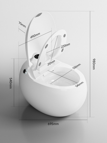 Унитаз-биде напольный ABBER Bequem 695х490х540 мм цвет оранжевый, горизонтальный, смыв импульсный, установка бачка не требуется, сиденье дюропласт, микролифт AC1131SOR
